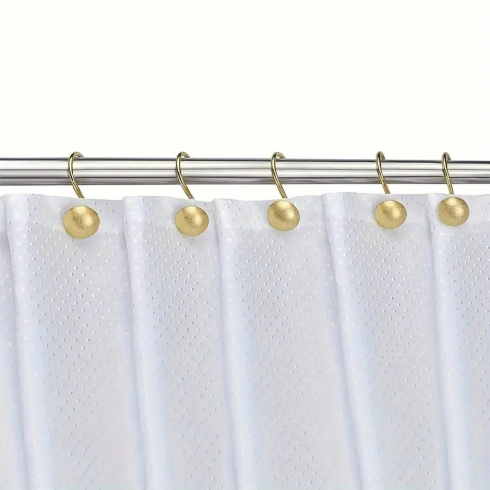 Elegant Set of 12 Gold Shower Curtain Hooks